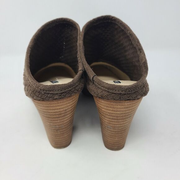 BBCBGeneration Brown Suede Dylen Woven Stacked Mules Womens Size 7M Heel Slip On - Picture 4 of 7